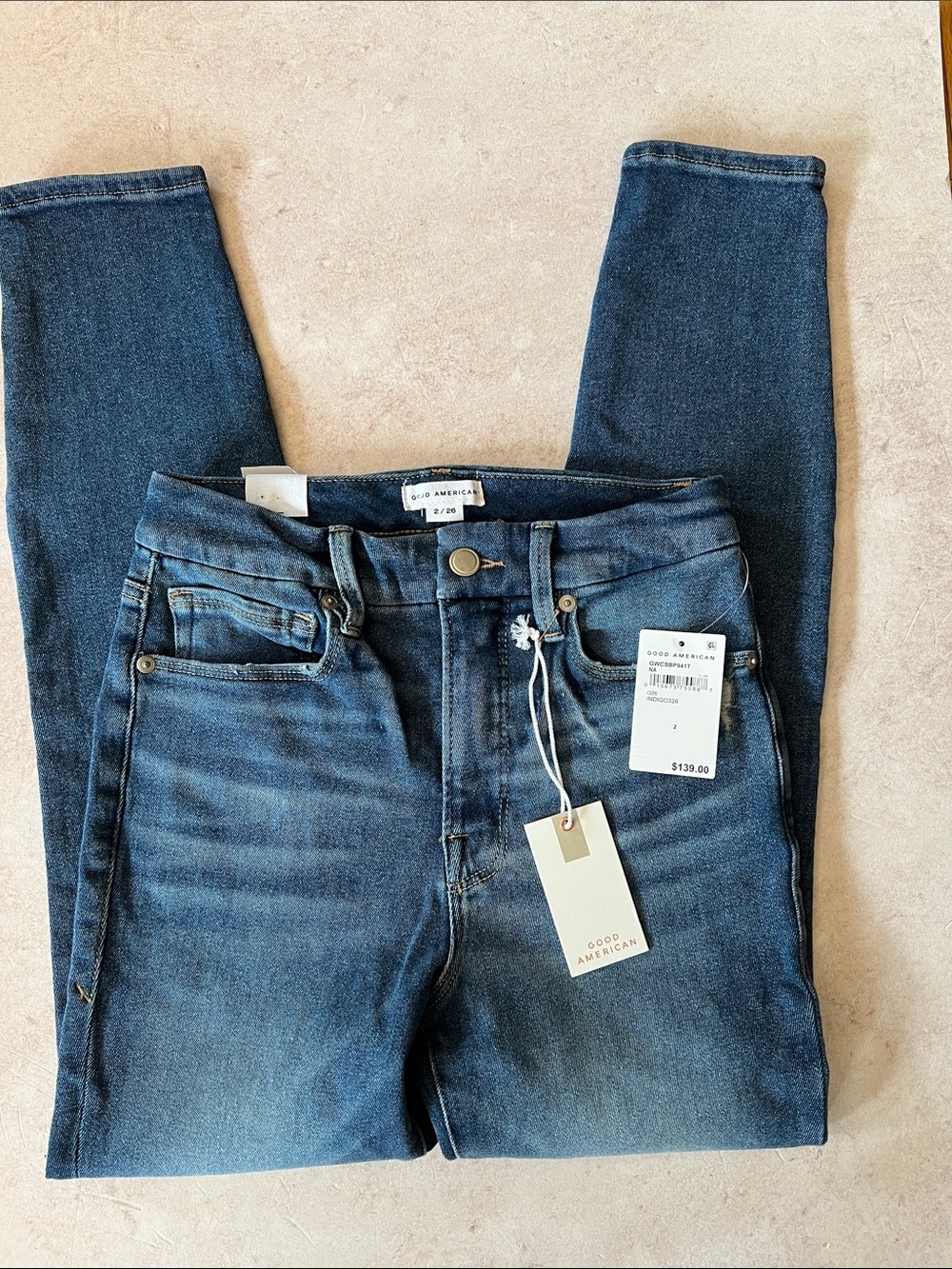 Good American Indigo Skinny High-Rise Jeans 2/26 Good Waist
